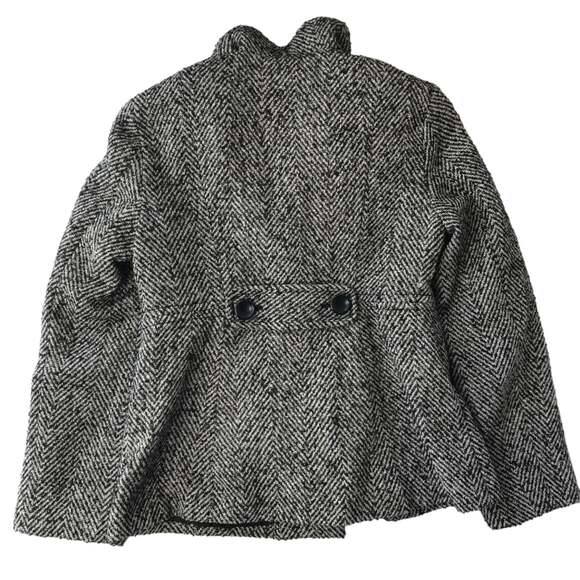 Old Navy Coat Ruffle Collar Black Tweed Button UP Women's Size Small Petite - Picture 5 of 11